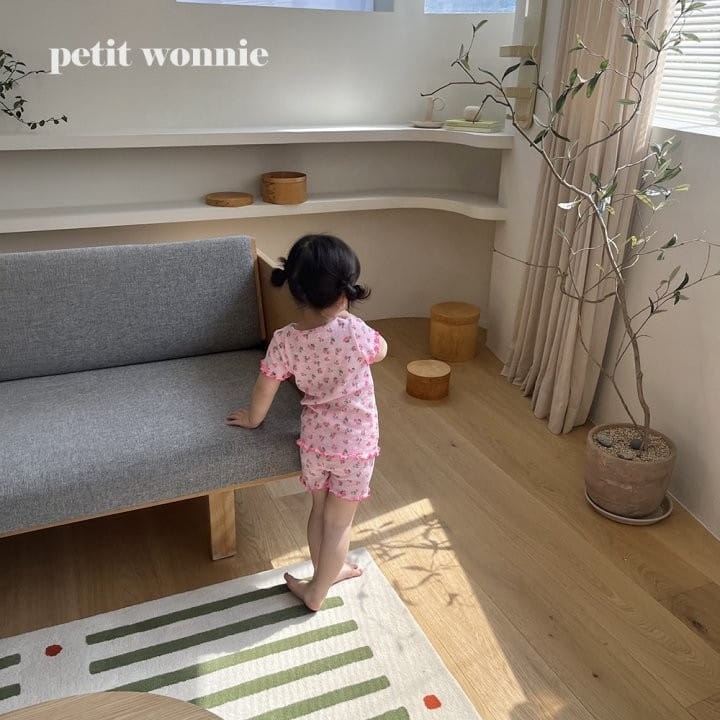 Petitwonnie - Korean Children Fashion - #minifashionista - Pink Flower Top Bottom Set - 6