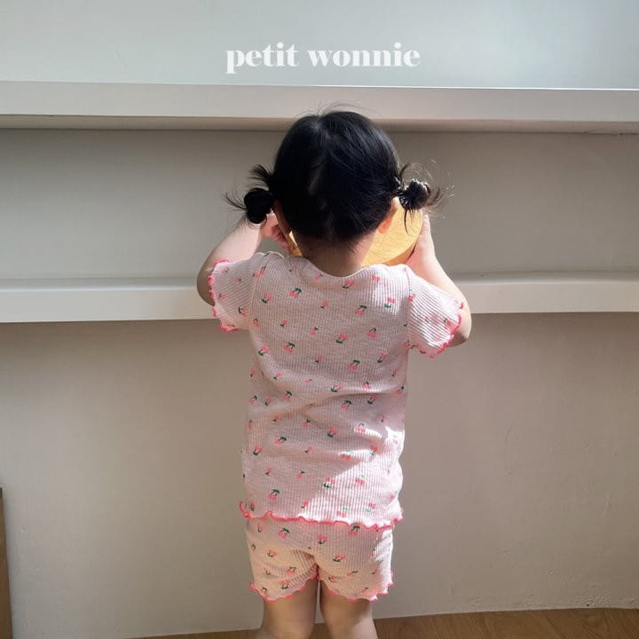 Petitwonnie - Korean Children Fashion - #todddlerfashion - Cherry Bon Bon Top Bottom Set - 9