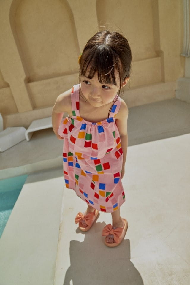 Pomme de terre - Korean Children Fashion - #Kfashion4kids - Square Square Frill One-Piece - 6