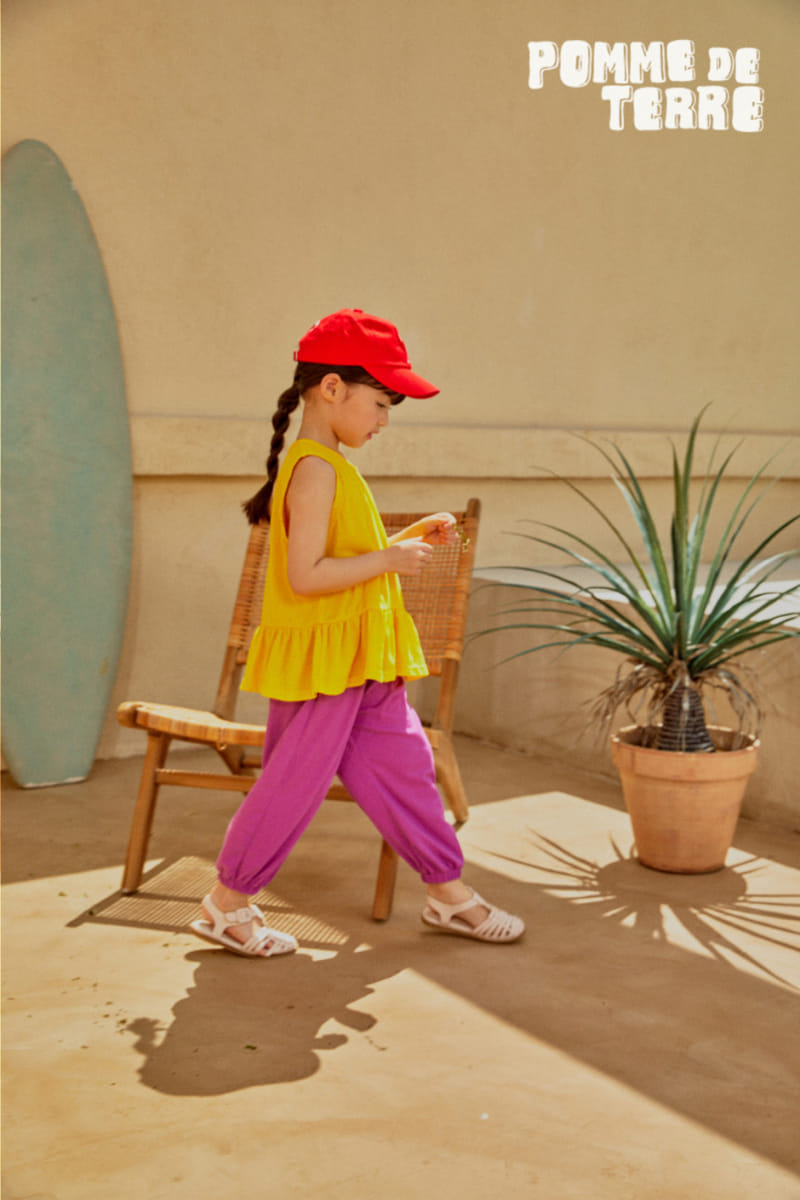 Pomme de terre - Korean Children Fashion - #childrensboutique - Color Sleeveless Top Bottom Set - 8