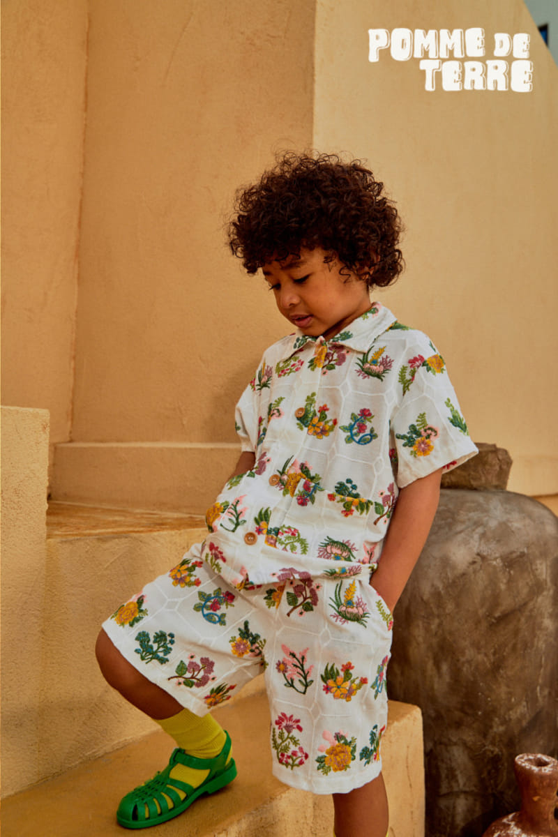 Pomme de terre - Korean Children Fashion - #designkidswear - Flower Embroidery Pants - 4