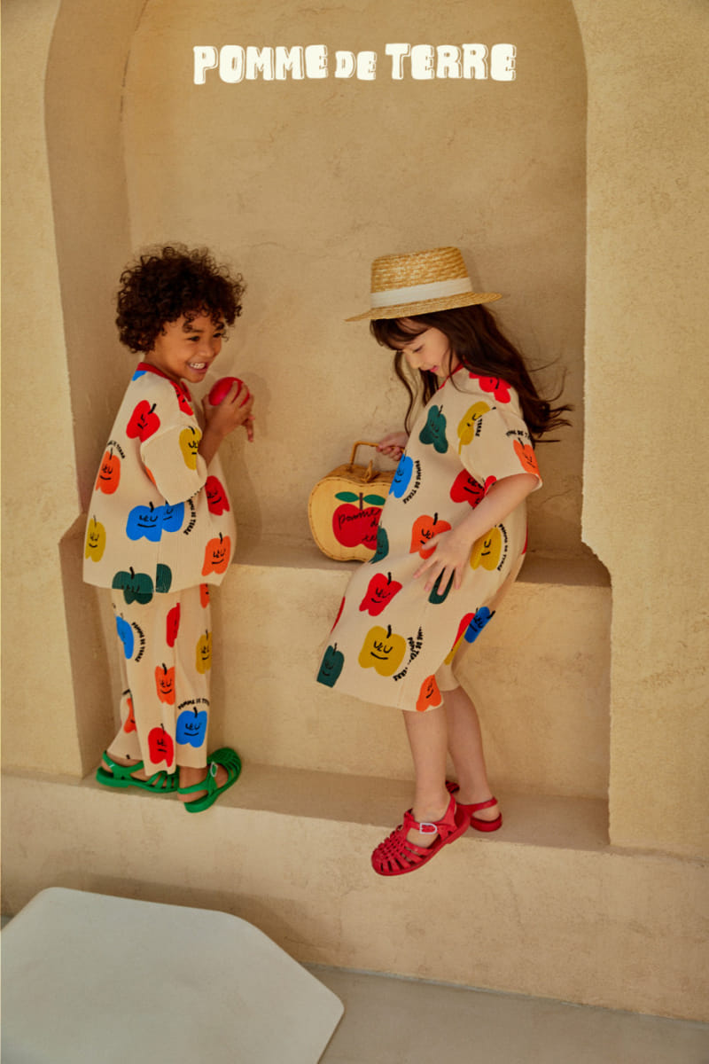 Pomme de terre - Korean Children Fashion - #fashionkids - Apple Pleats Top Bottom Set - 2