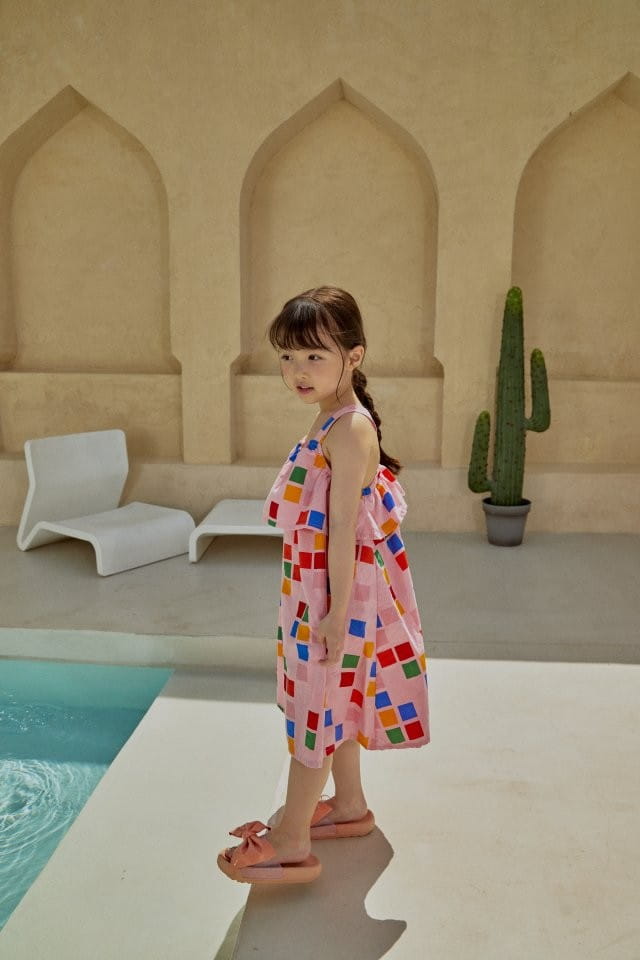 Pomme de terre - Korean Children Fashion - #kidsshorts - Square Square Frill One-Piece - 3