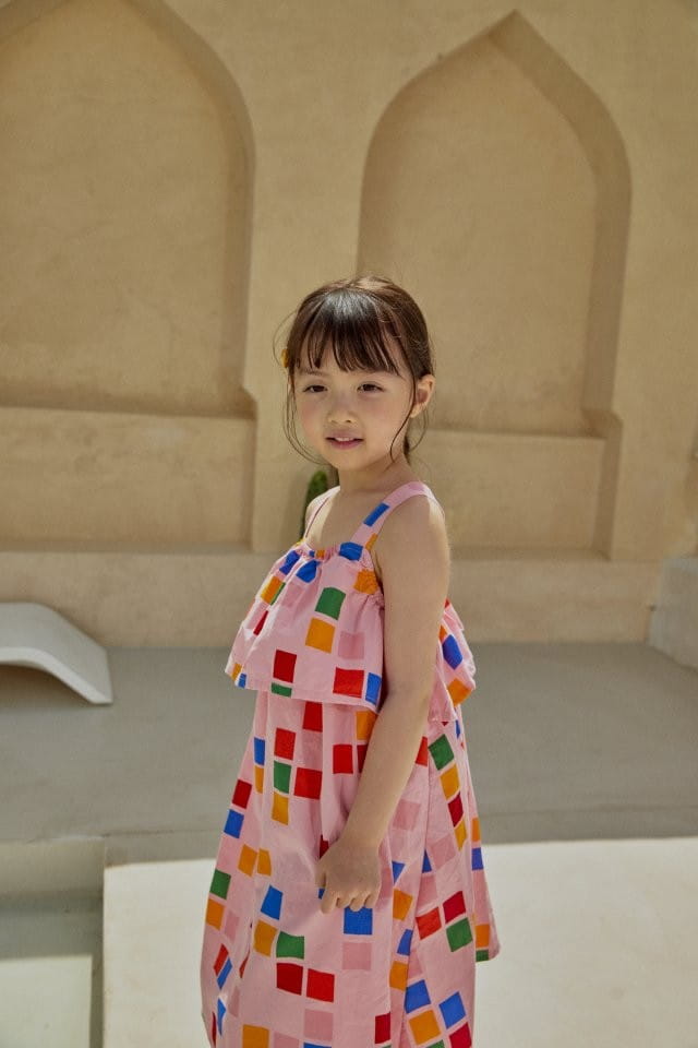 Pomme de terre - Korean Children Fashion - #kidzfashiontrend - Square Square Frill One-Piece - 5