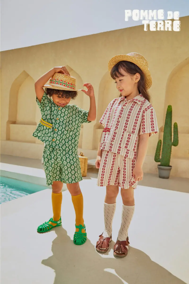 Pomme de terre - Korean Children Fashion - #littlefashionista - Kafka Summer Shirt Top Bottom Set - 2