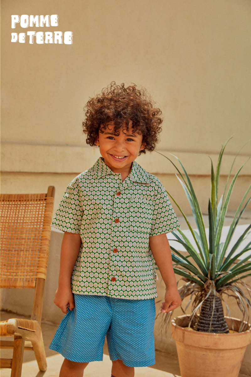 Pomme de terre - Korean Children Fashion - #magicofchildhood - Dot Flora Open Collar Shirt - 5