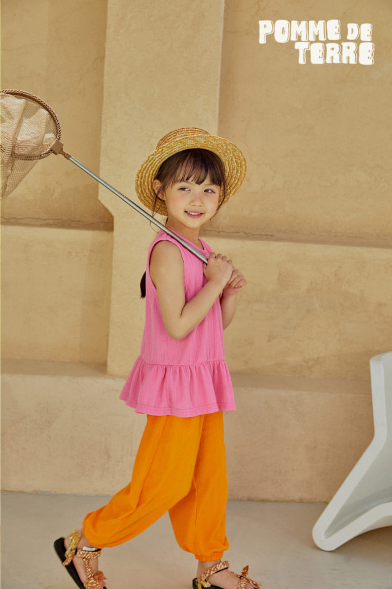 Pomme de terre - Korean Children Fashion - #minifashionista - Color Sleeveless Top Bottom Set - 2