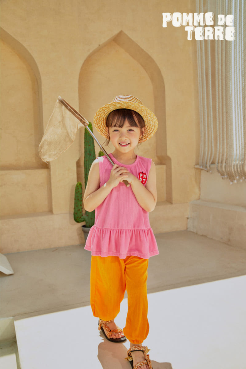 Pomme de terre - Korean Children Fashion - #prettylittlegirls - Color Sleeveless Top Bottom Set - 3