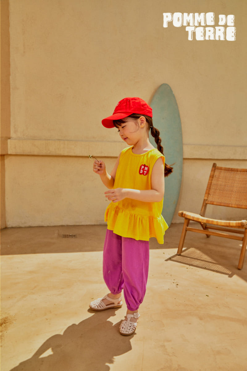 Pomme de terre - Korean Children Fashion - #stylishchildhood - Color Sleeveless Top Bottom Set - 6