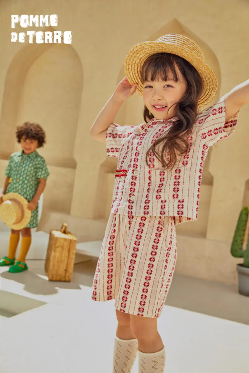 Pomme de terre - Korean Children Fashion - #todddlerfashion - Kafka Summer Shirt Top Bottom Set - 6