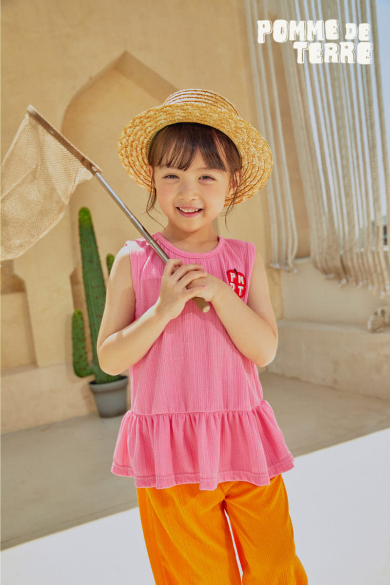 Pomme de terre - Korean Children Fashion - #prettylittlegirls - Color Sleeveless Top Bottom Set - 4