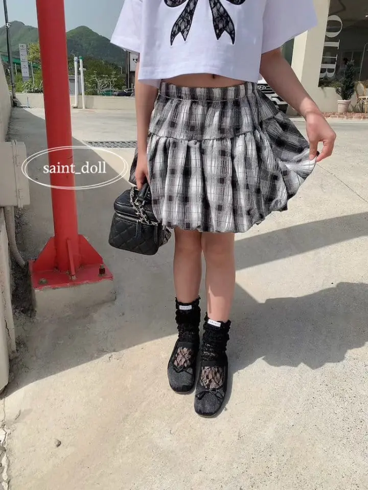 Saint Doll - Korean Children Fashion - #fashionkids - Check Balloon Skirt - 2