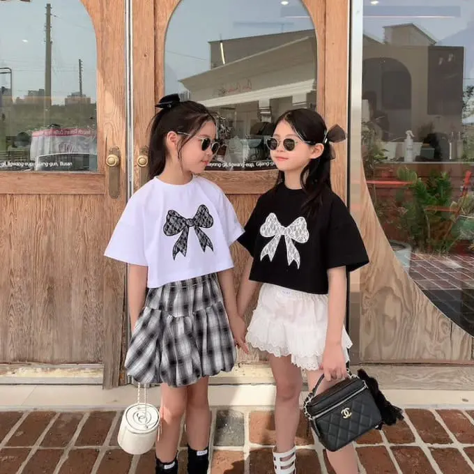 Saint Doll - Korean Children Fashion - #minifashionista - Lace Ribbon Tee With Mom