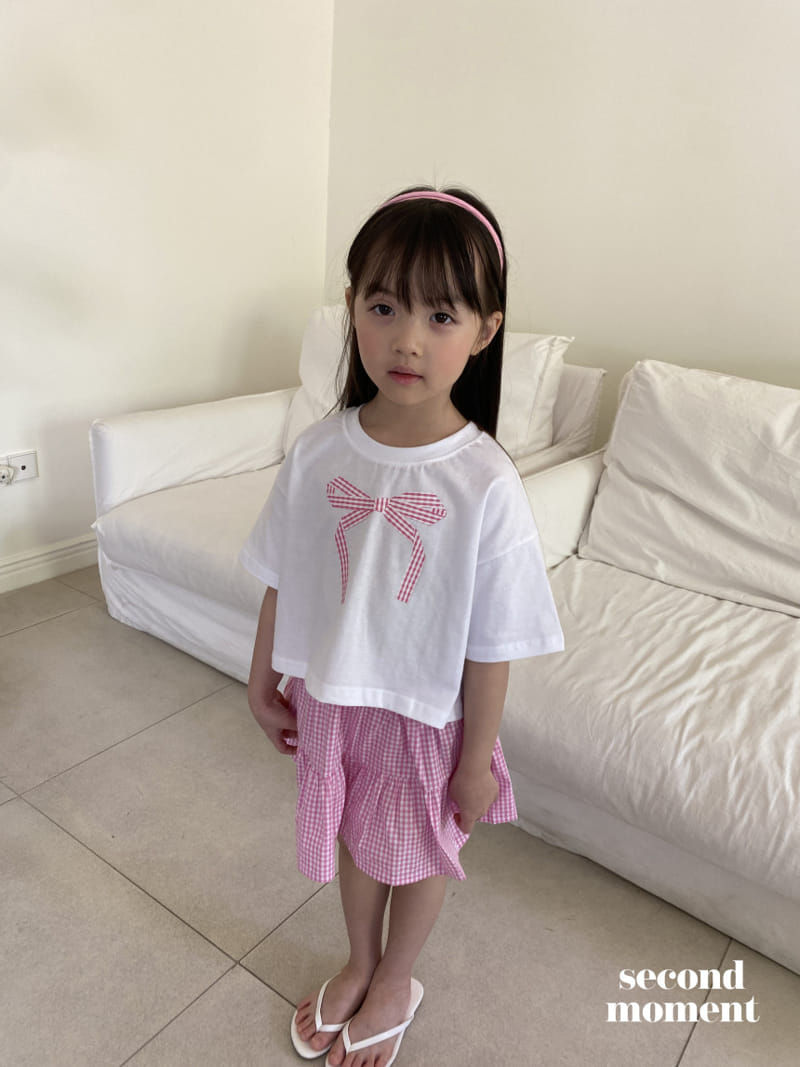 Second moment - Korean Children Fashion - #littlefashionista - Check Ribbon Tee - 8