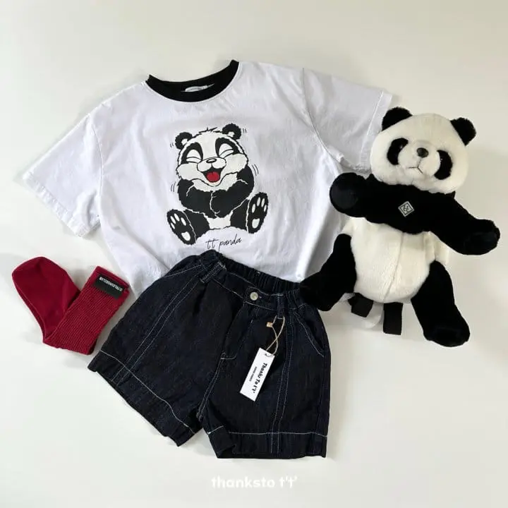 Thanksto TT - Korean Children Fashion - #kidsshorts - Pig L Denim Pants - 6