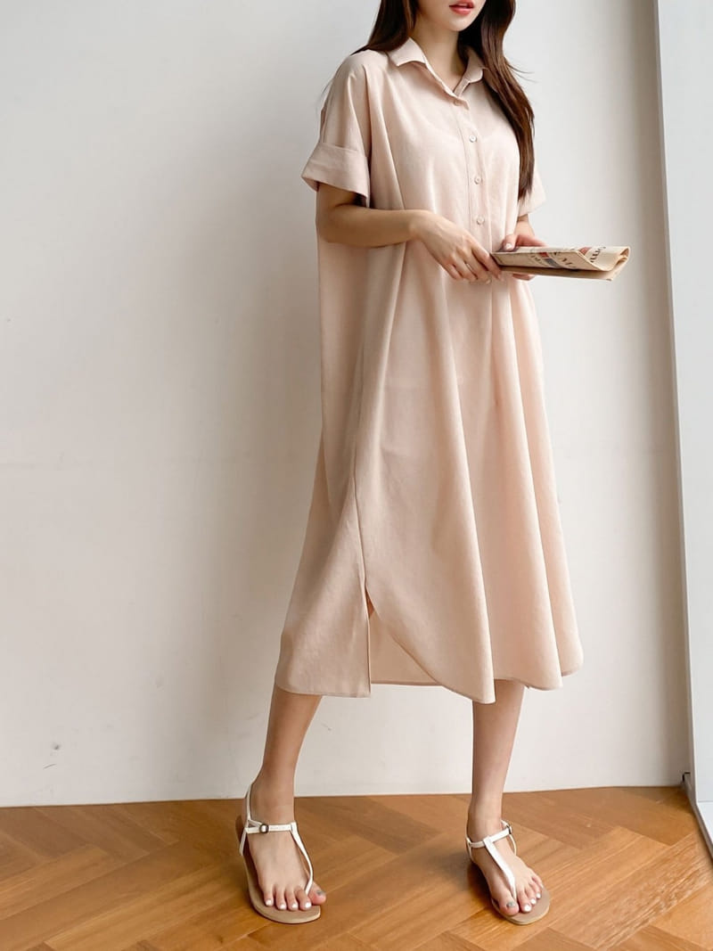Theggllim - Korean Women Fashion - #momslook - Yolo Shirt One-Piece - 5