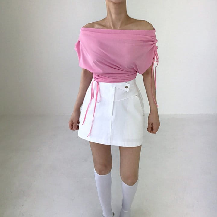 Twomoon - Korean Women Fashion - #momslook - Lumpy Unbalance Shirring Top