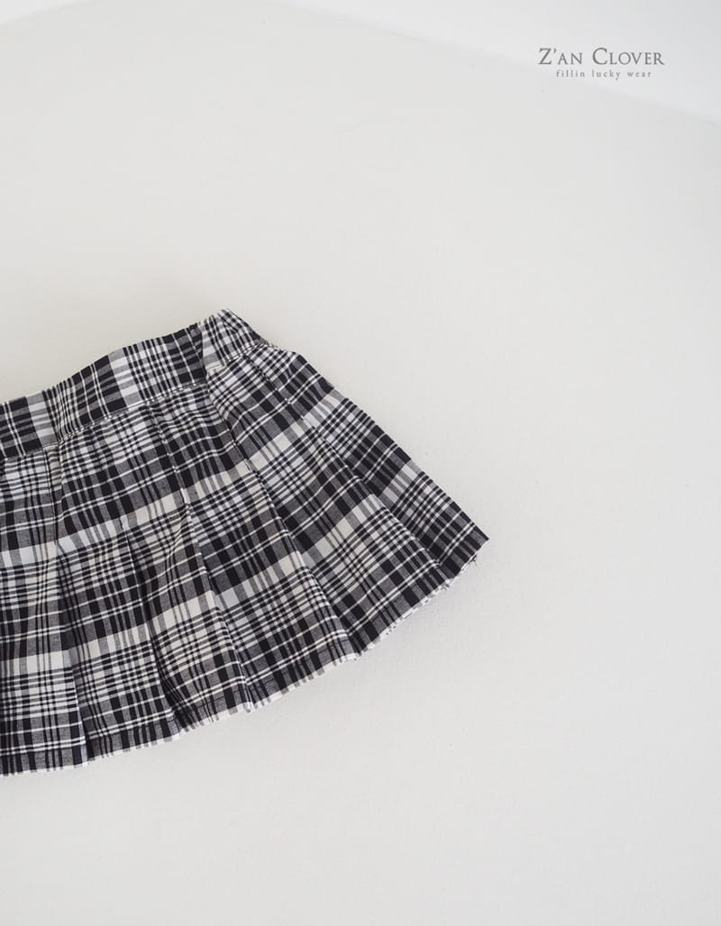 Zan Clover - Korean Children Fashion - #childrensboutique - Mono Check Pleats Skirt - 3
