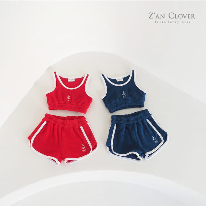Zan Clover - Korean Children Fashion - #childrensboutique - Marine Towel Top Bottom Set - 2
