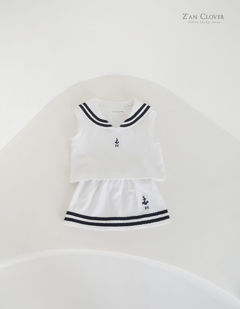 Zan Clover - Korean Children Fashion - #fashionkids - Sailior Skirt Top Bottom Set - 3