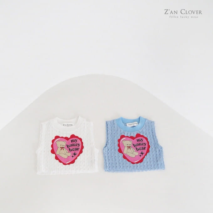 Zan Clover - Korean Children Fashion - #minifashionista - Honey Bear Lace Sleeveless Tee