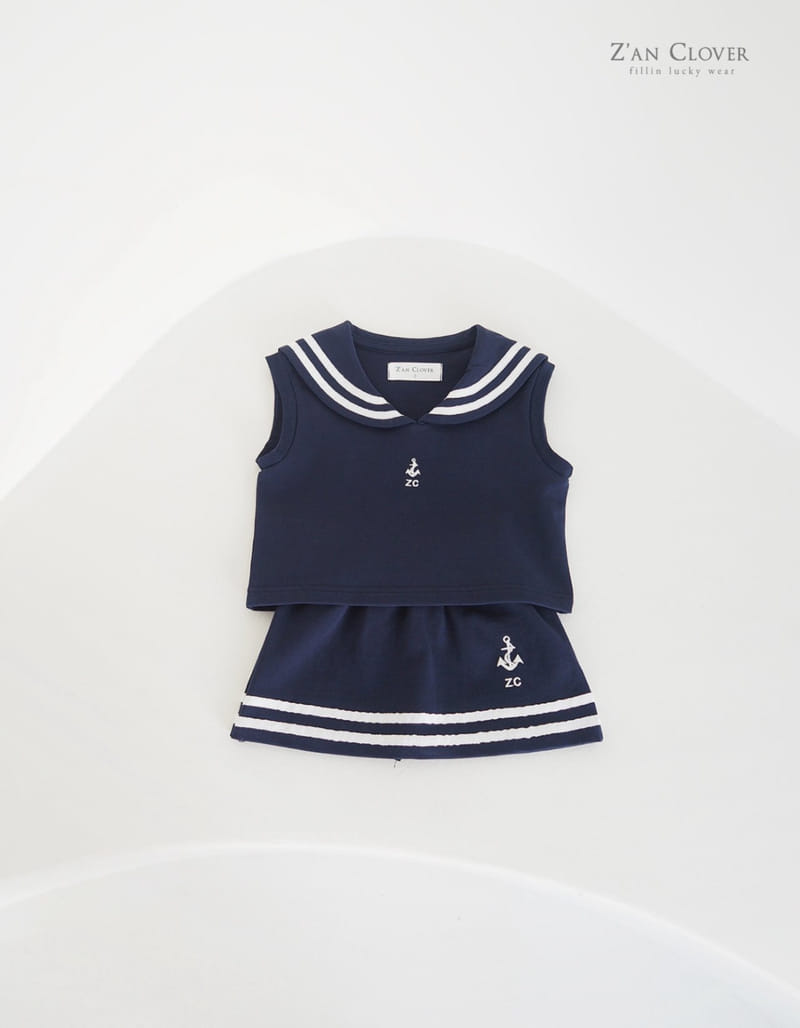 Zan Clover - Korean Children Fashion - #minifashionista - Sailior Skirt Top Bottom Set - 10