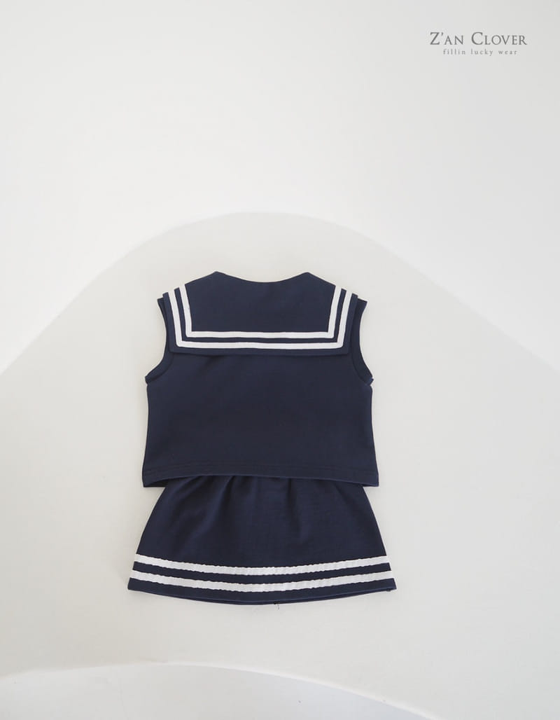 Zan Clover - Korean Children Fashion - #prettylittlegirls - Sailior Skirt Top Bottom Set - 11