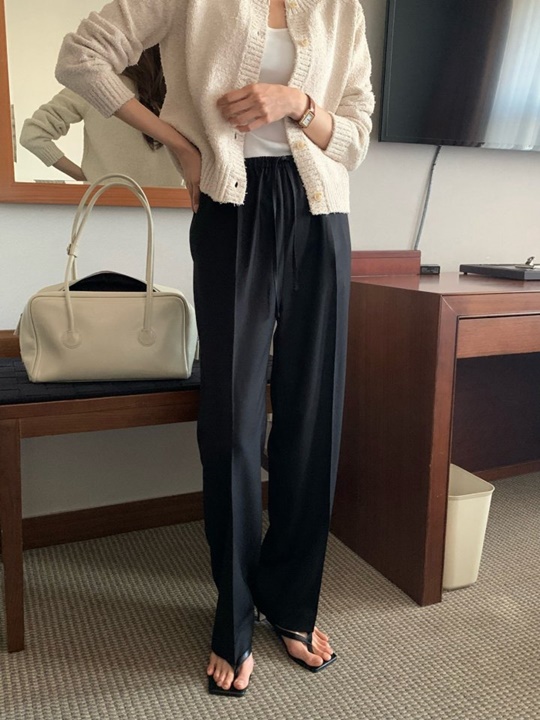 Summer Wool Band Wide Pants