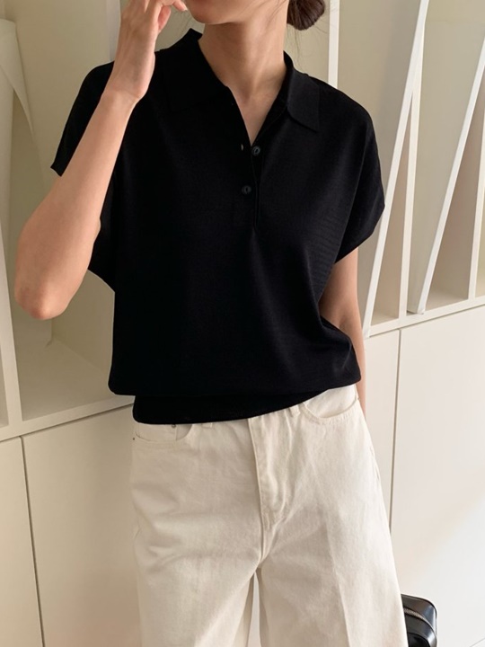 Dolman Collar Button Knit Top