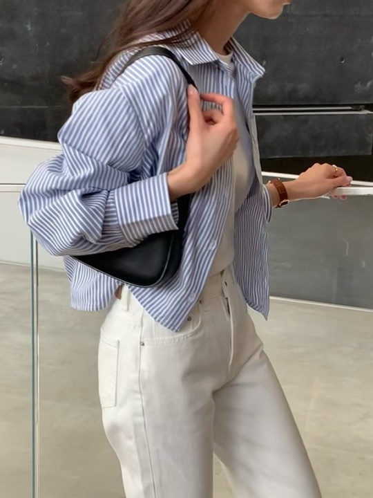 French Stripe Crop Shirt  