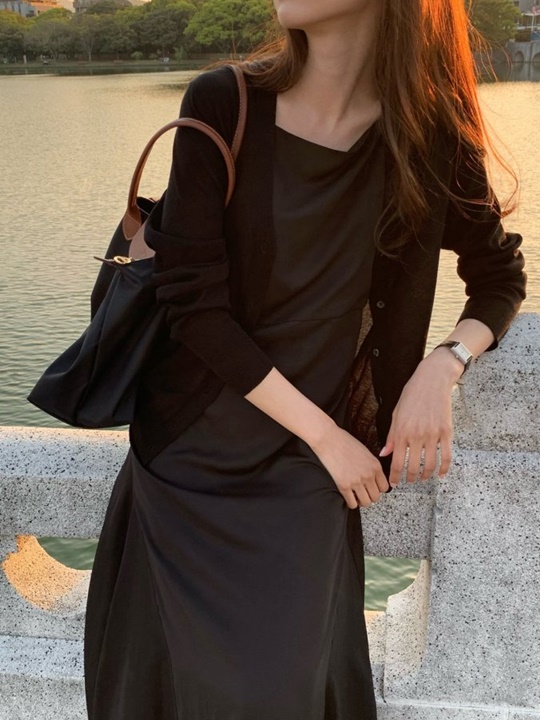 Satain Dart Slip Dress