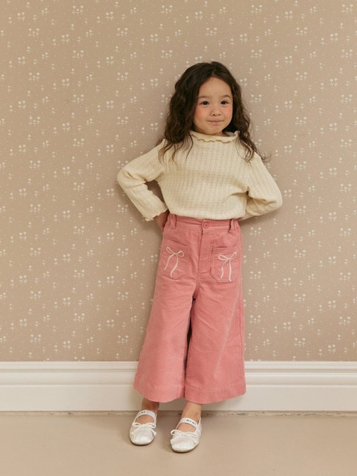 Corduroy Ribbon Wide Pants