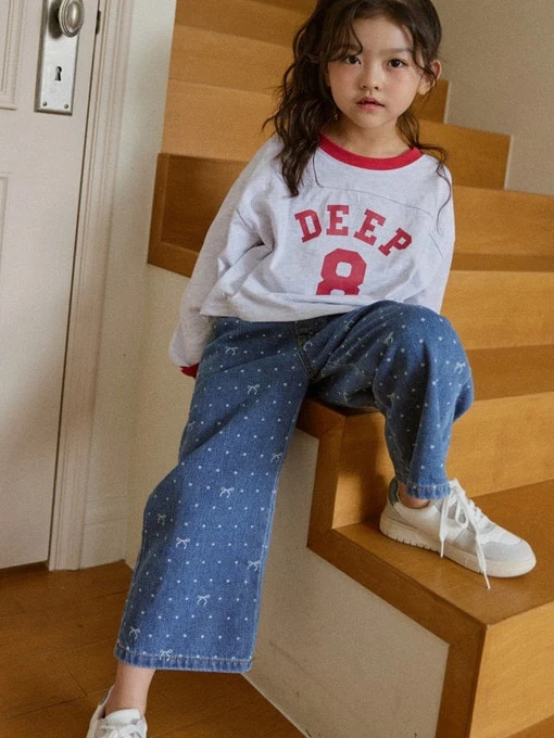 Ribbon Dot Denim Pants