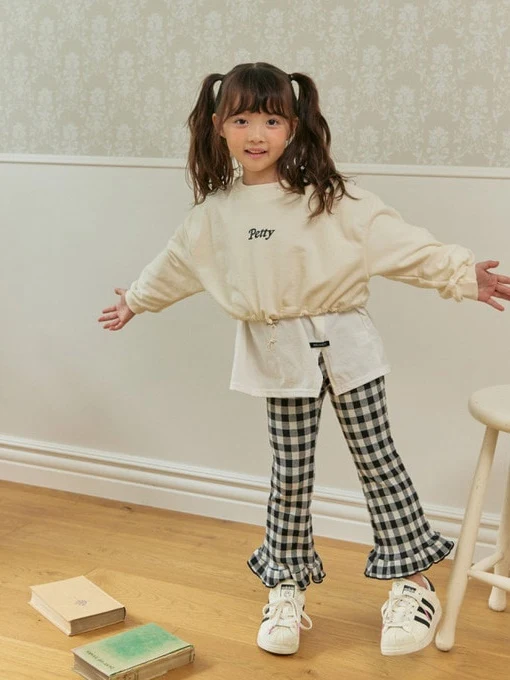 Check Frill Bootscut Pants