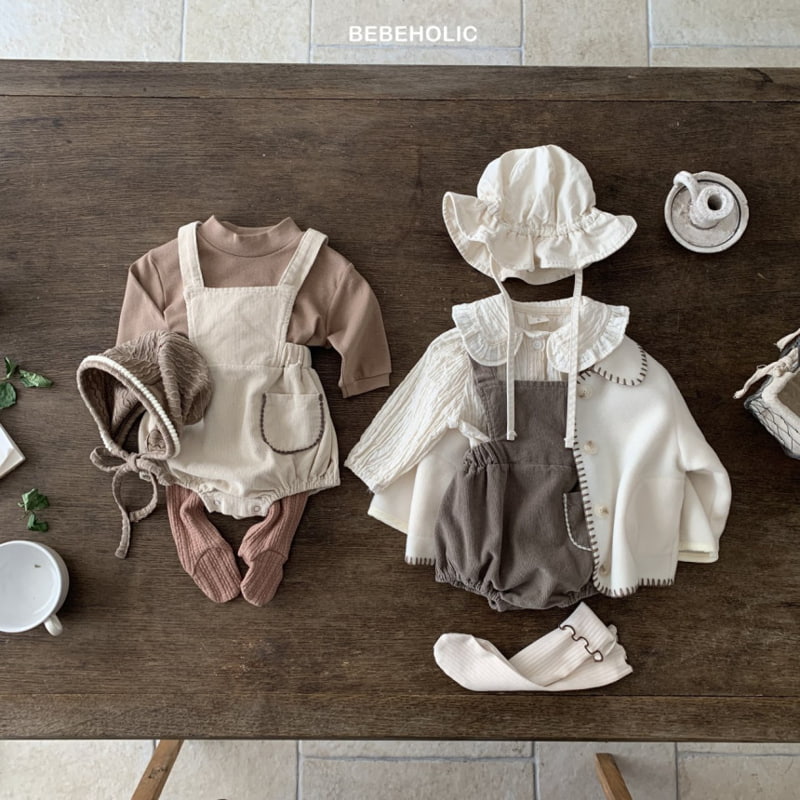 Bebe Holic - Korean Baby Fashion - #babyootd - Mellow Corduroy Suspender Bodysuit