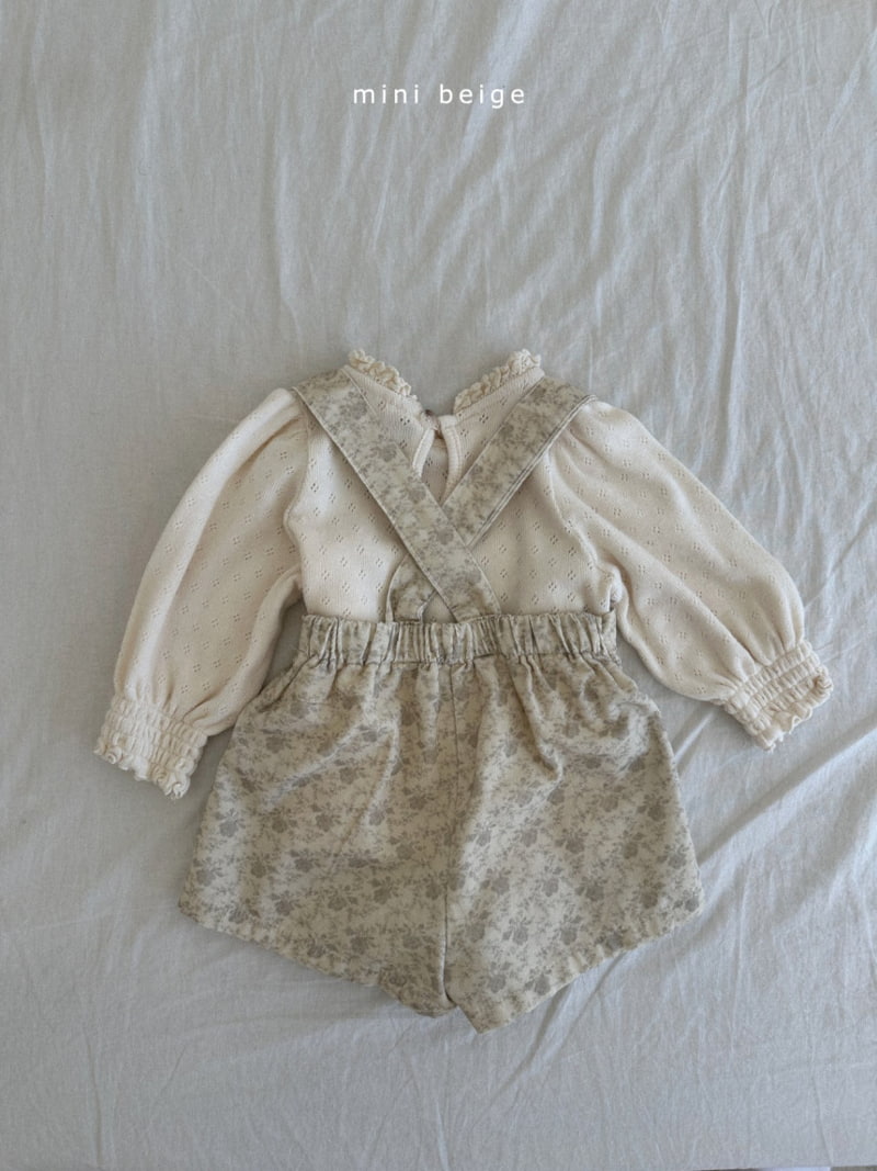 The Beige - Korean Baby Fashion - #babywear - Flower Suspender Shorts - 9