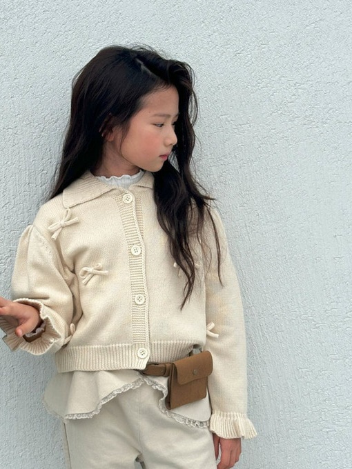 Ribbon Frill Knit Cardigan