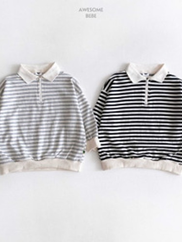 Collar Stripe Sweatshirts