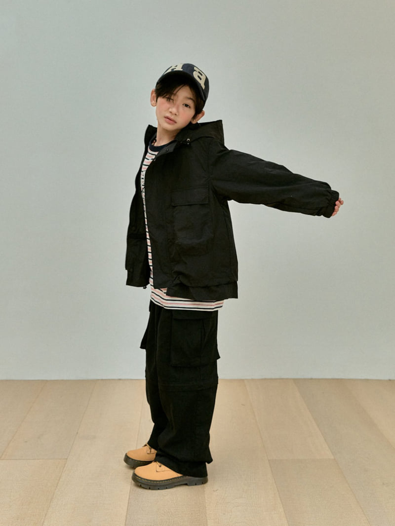A-Market - Korean Children Fashion - #minifashionista - Black Hood Windbreaker - 3
