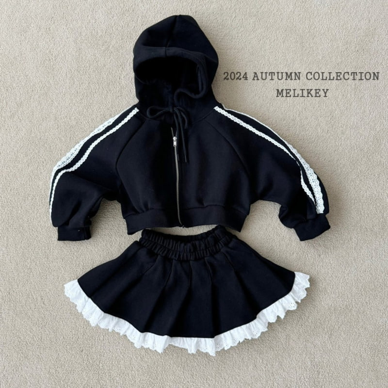 Melikey - Korean Children Fashion - #Kfashion4kids - Unbalance Lace Short Zip-up - 12