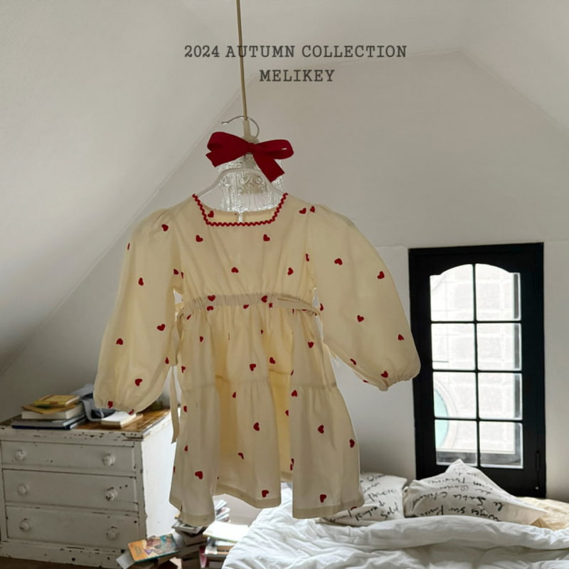 Melikey - Korean Children Fashion - #kidzfashiontrend - Heart Embroidery One-piece - 9