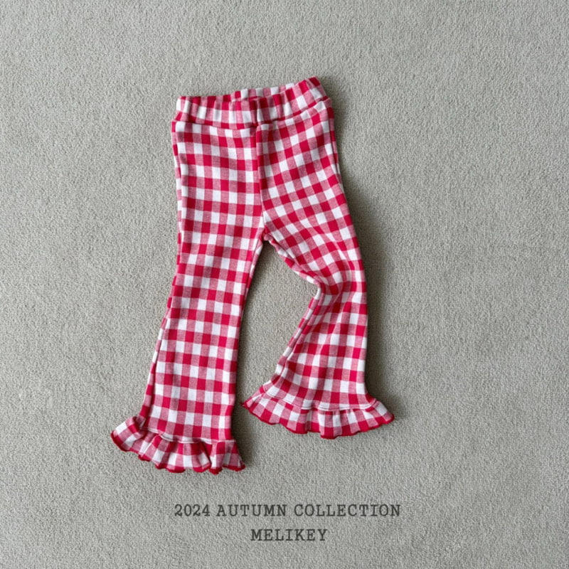 Melikey - Korean Children Fashion - #littlefashionista - Check Frill Bootscut Pants - 4