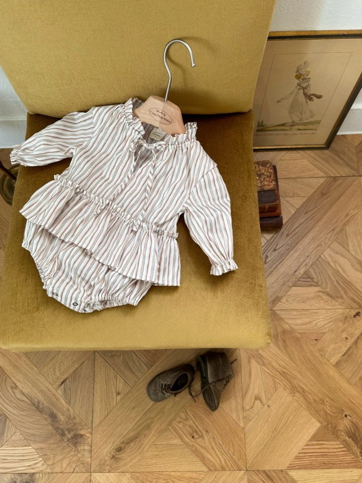 Monbebe - Korean Baby Fashion - #babyfever - Royal Stripe Bodysuit - 4