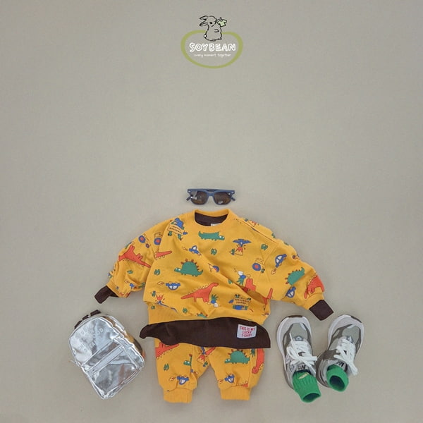 Soybean - Korean Children Fashion - #childrensboutique - Dino Graphics Top Bottom Set - 4