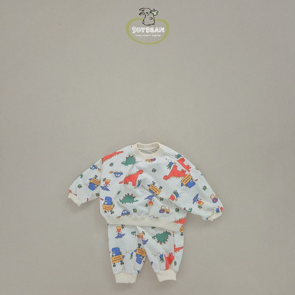 Soybean - Korean Children Fashion - #kidsshorts - Dino Graphics Top Bottom Set - 7