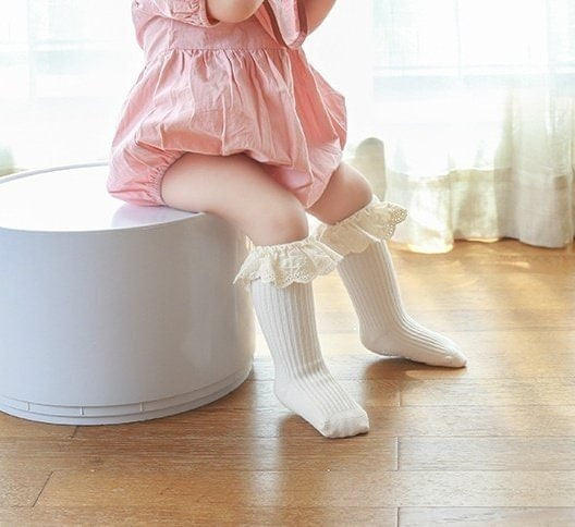 Miso - Korean Baby Fashion - #babyootd - Cotton Lace Half Tights - 8
