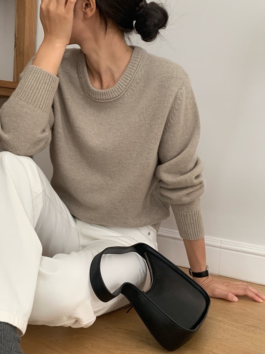 Wool Cashmere Crewneck Knit Pullover Wool Cashmere Crewneck Knit Pullover