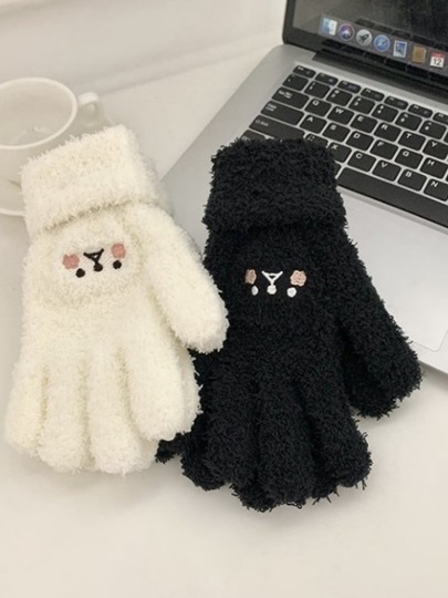 Black White Finger Gloves