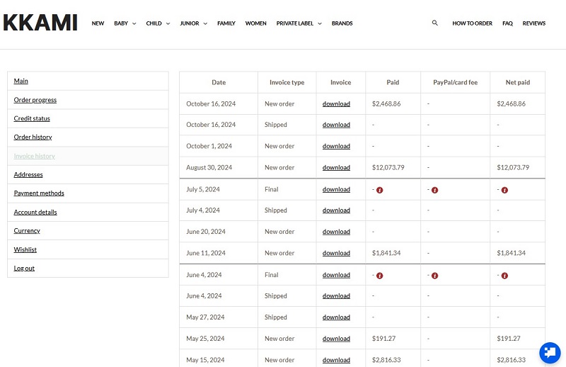 Invoice History