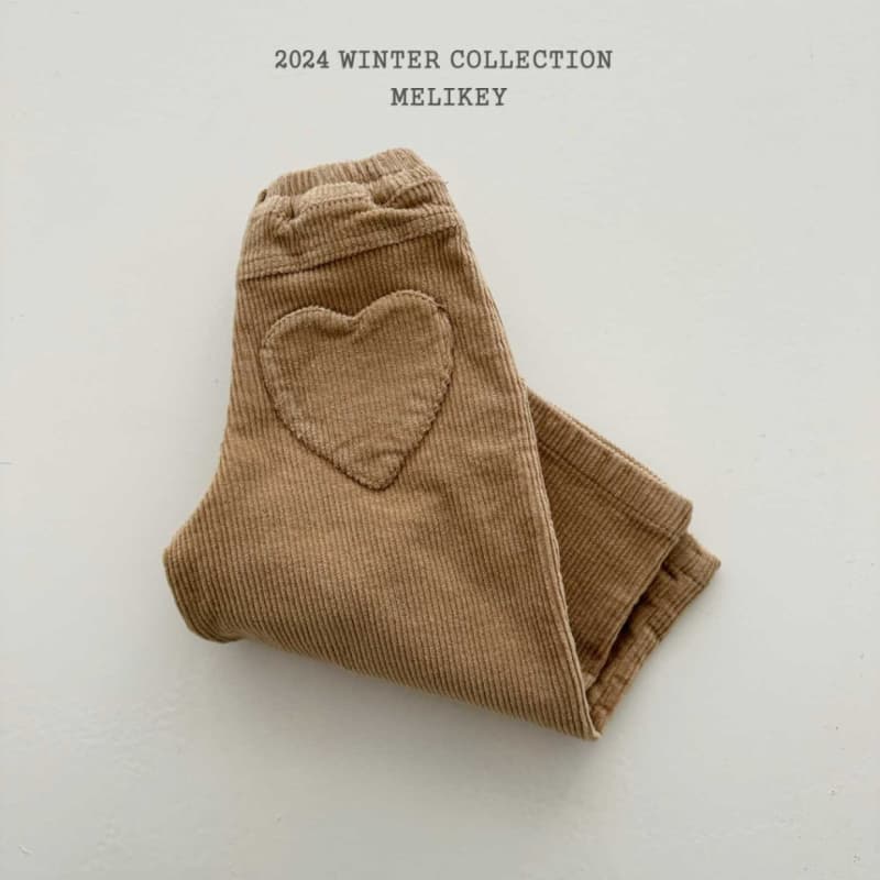 Melikey - Korean Children Fashion - #kidsshorts - Corduroy Heart Pants